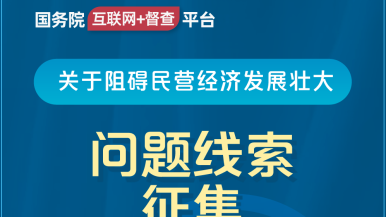 艹穴逼视频国务院“互联网+督查”平台公开征集阻碍民营经济发展壮大问题线索